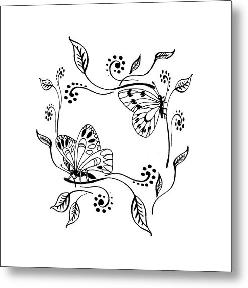 Butterfly Metal Print featuring the drawing Graceful Butterflies Baby Room Decor by Irina Sztukowski