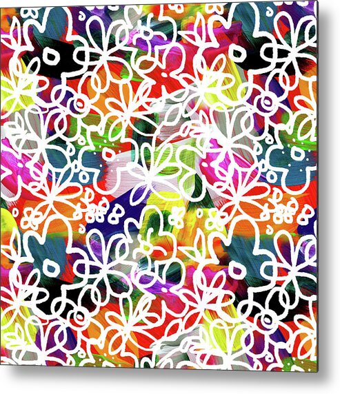 Flowers Metal Print featuring the mixed media Graffiti Garden 2- Art by Linda Woods by Linda Woods
