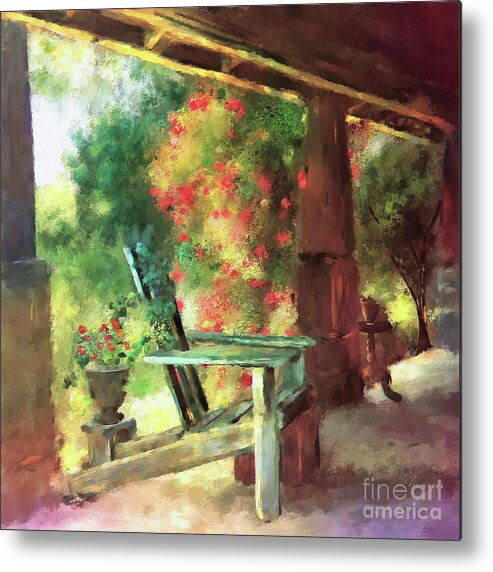 Porch Metal Print featuring the digital art Gramma's Front Porch by Lois Bryan