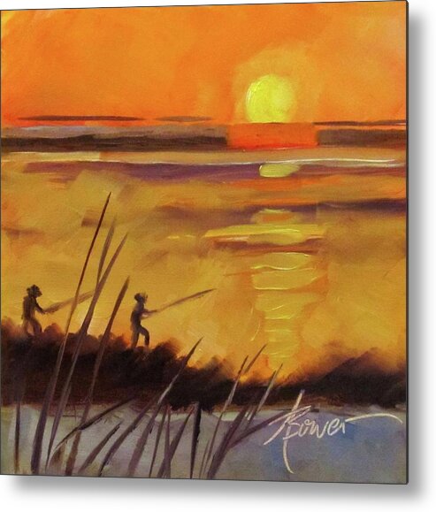 Gulf Coast Metal Print featuring the painting Grand Isle Fishermen by Adele Bower
