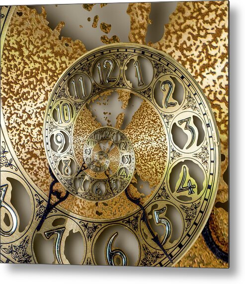 Clock Metal Print featuring the photograph Grandfather Clock Face by Michael Demagall