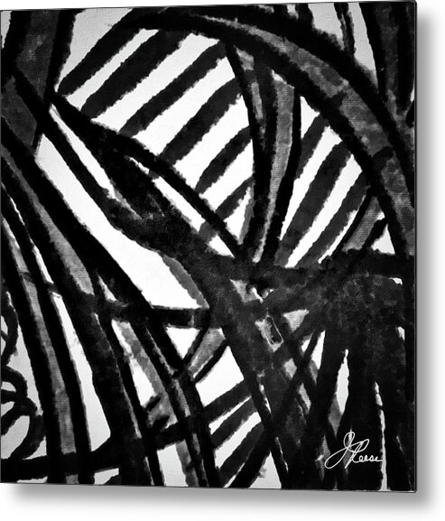 Black And White Metal Print featuring the painting Gray Lines by Joan Reese