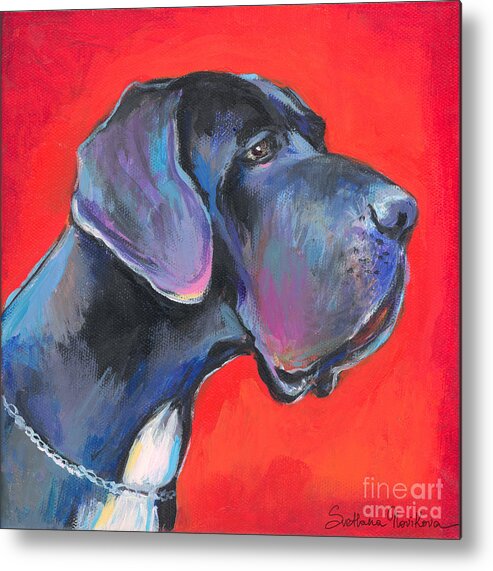 Great Dane Painting Metal Print featuring the painting Great dane painting by Svetlana Novikova