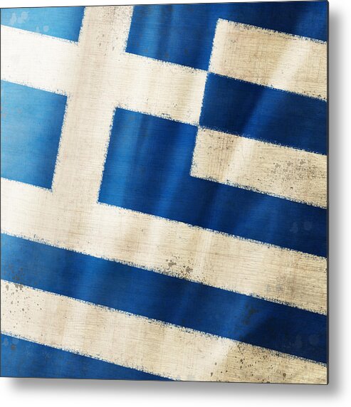 Chalk Metal Print featuring the photograph Greece flag by Setsiri Silapasuwanchai