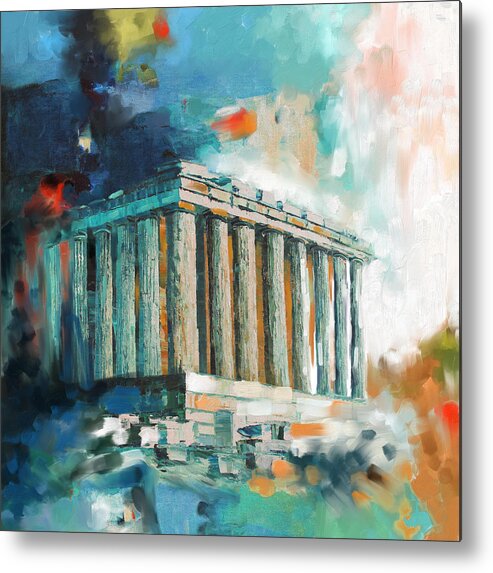 Temple Acropolis Metal Print featuring the painting Greece Temple Acropolis 169 2 by Mawra Tahreem