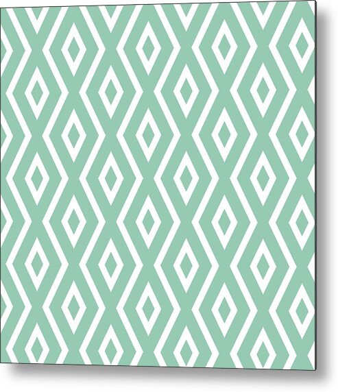 Green Pattern Metal Print featuring the mixed media Green Diamond Pattern by Christina Rollo