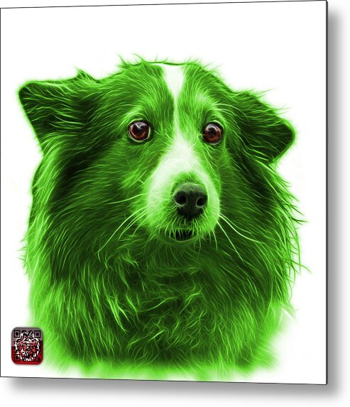 Sheltie Metal Print featuring the mixed media Green Shetland Sheepdog Dog Art 9973 - WB by James Ahn