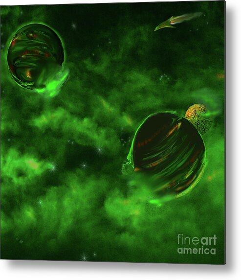 Green Space Metal Print featuring the painting Green Space by Two Hivelys