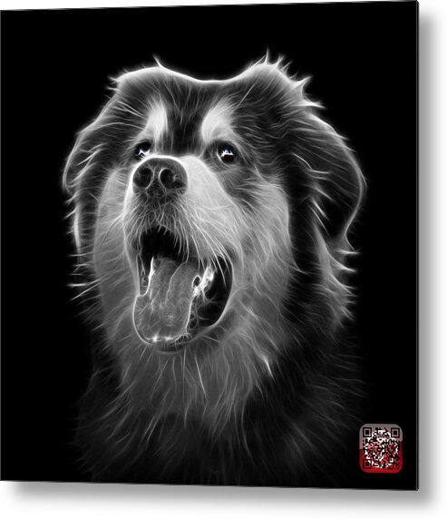 Dog Metal Print featuring the painting Greyscale Malamute Dog Art - 6536 - BB by James Ahn