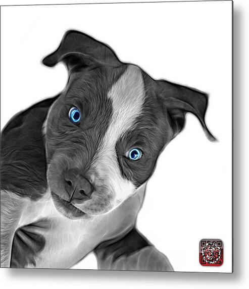 Pitbull Metal Print featuring the painting Greyscale Pitbull Dog Art 7435 - Wb by James Ahn