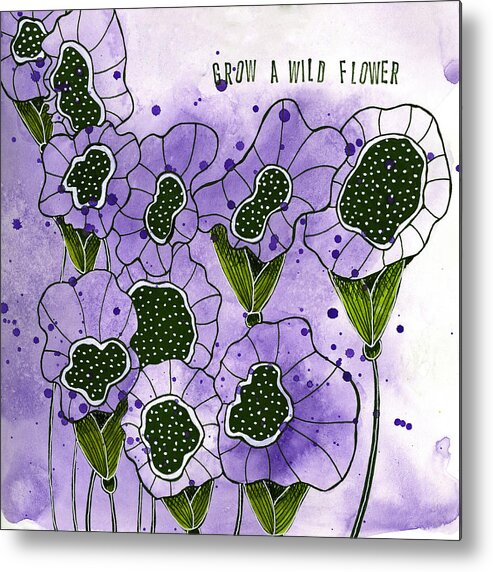 Modern Metal Print featuring the mixed media Grow a Wildflower by Tonya Doughty