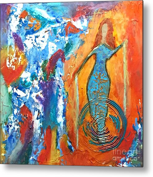 Abstract Metal Print featuring the painting Guardian of Rainbow Light by Mary Mirabal