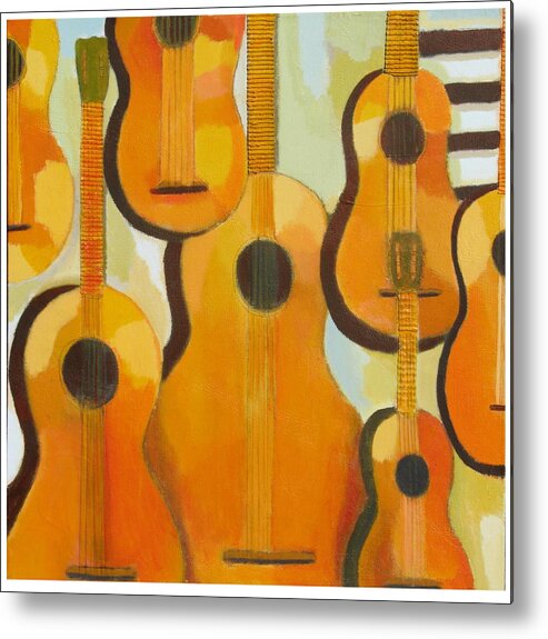 Abstract Metal Print featuring the painting Guitars by Habib Ayat
