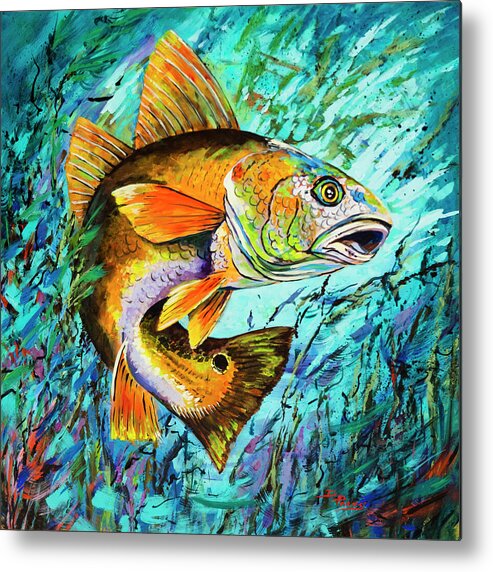 Louisiana Redfish Metal Print featuring the painting Gulf Coast Red by Dianne Parks