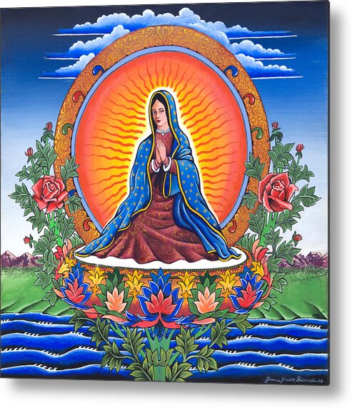 Virgin Of Guadalupe Metal Print featuring the painting Guru Guadalupe by James RODERICK