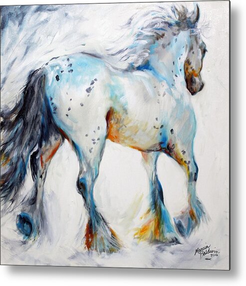 Oil Metal Print featuring the painting Gypsy Vanner Motion Paint Sketch by Marcia Baldwin