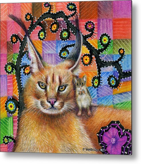 Cat Metal Print featuring the painting Hanging Out by Jacquelin L Vanderwood Westerman