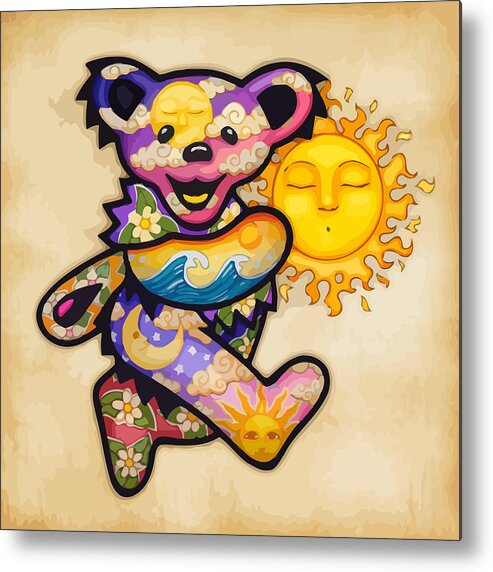 Grateful Dead Metal Print featuring the digital art Happy Bear and Sun by The Bear