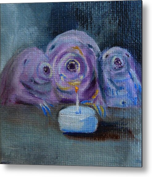 Water Bear Metal Print featuring the painting Happy Birthday Water Bear You are loved by Jessmyne Stephenson