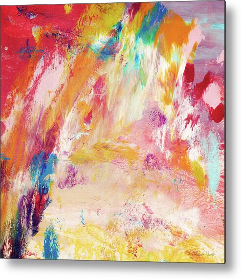 Abstract Painting Metal Print featuring the painting Happy Day- Abstract Art by Linda Woods by Linda Woods
