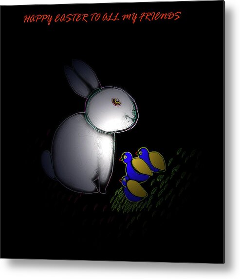 Easter Bunny Painting Metal Print featuring the digital art Happy Easter by Latha Gokuldas Panicker