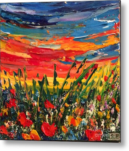 Poppies Metal Print featuring the painting Happy by Teresa Wegrzyn