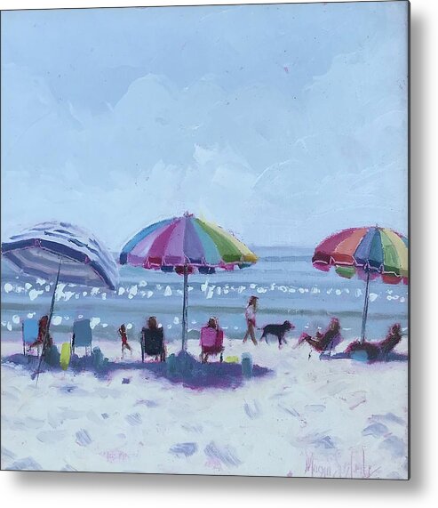 Impressionism Metal Print featuring the painting Happy Umbrellas by Maggii Sarfaty