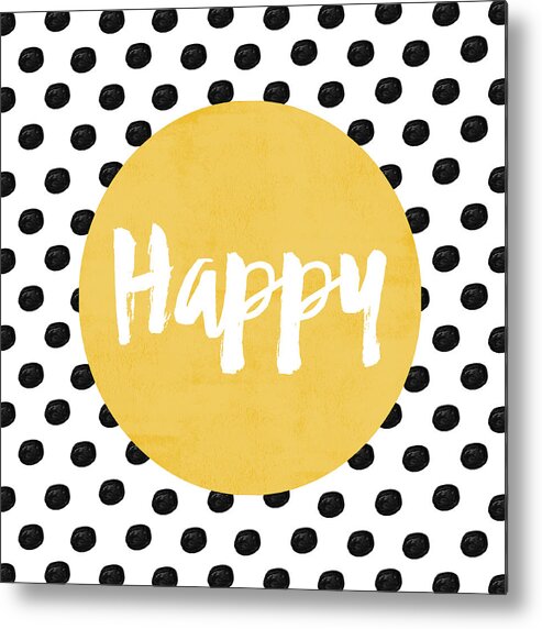 Happy Yellow And Dots Metal Print featuring the digital art Happy Yellow And Dots by Allyson Johnson