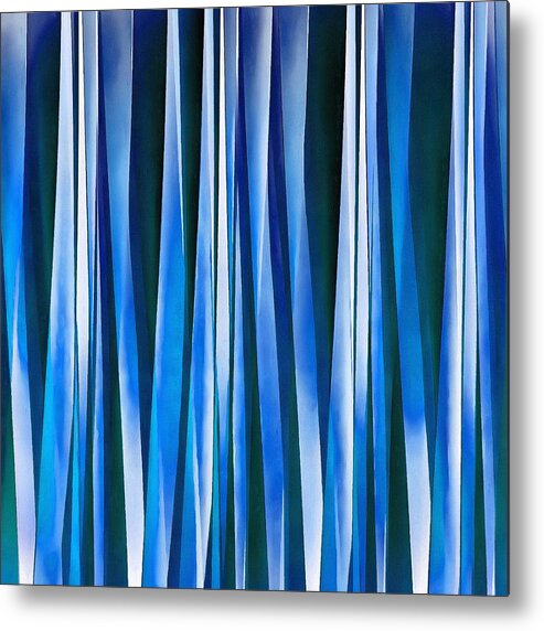 Abstract Metal Print featuring the digital art Harmony and Peace Blue Striped Abstract Pattern by Taiche Acrylic Art
