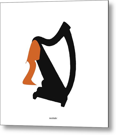 Harp Instructor Metal Print featuring the digital art Harp in Orange by David Bridburg