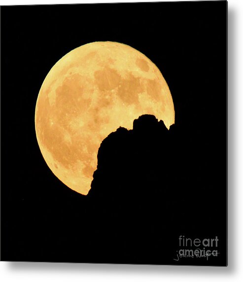 Harvest Metal Print featuring the photograph Harvest Moon Rising Superstition Mountain by Joanne West