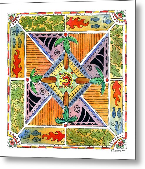 Mandala Metal Print featuring the painting Hawaiian Mandala I - PALM TREES by Diane Thornton
