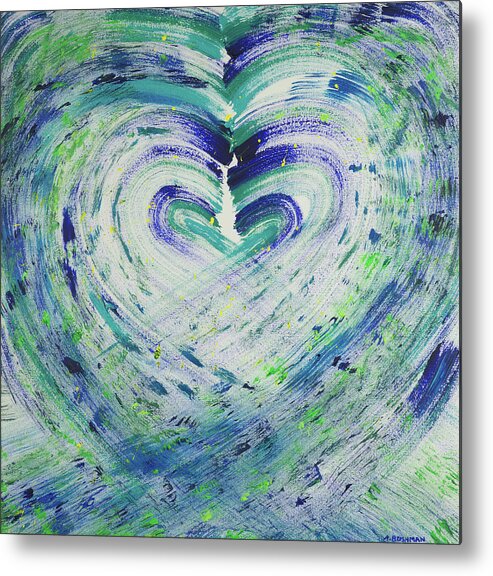 Abstract Metal Print featuring the painting Heart Centered Peace and Love by Angela Bushman