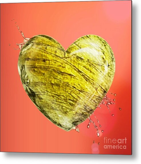 Heart Metal Print featuring the mixed media Heart Of Gold by Rachel Hannah