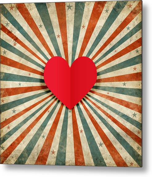 Antique Metal Print featuring the photograph Heart With Ray Background by Setsiri Silapasuwanchai