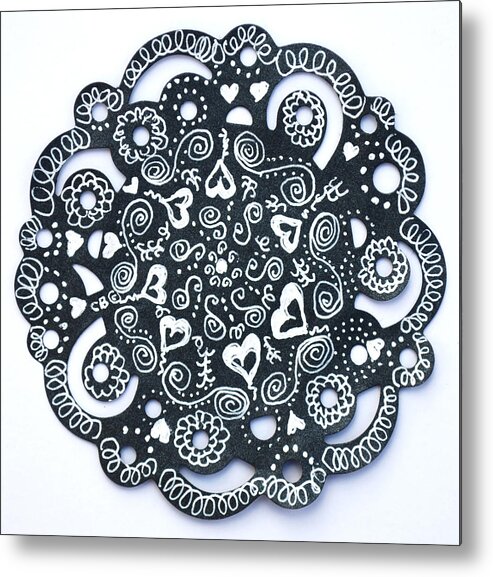 Zentangle Metal Print featuring the drawing Hearty by Carole Brecht