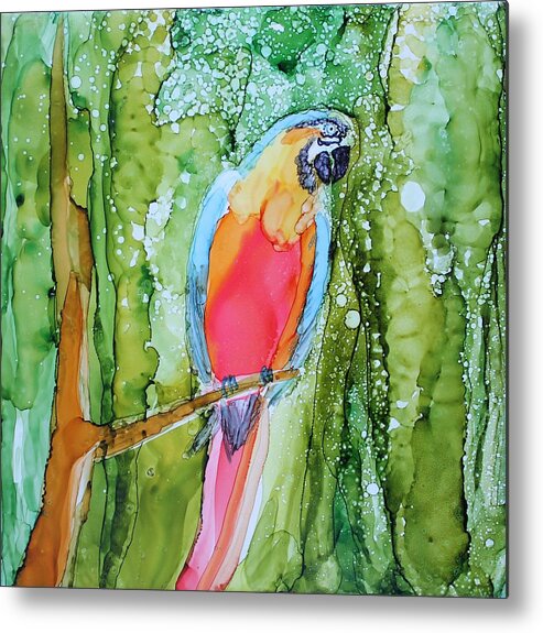 Parrot Metal Print featuring the painting Hello Hello by Ruth Kamenev