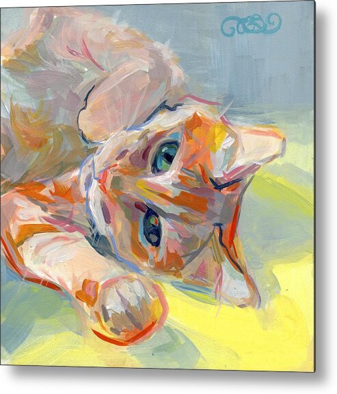 Tabby Cat Metal Print featuring the painting Hello Kitty by Kimberly Santini
