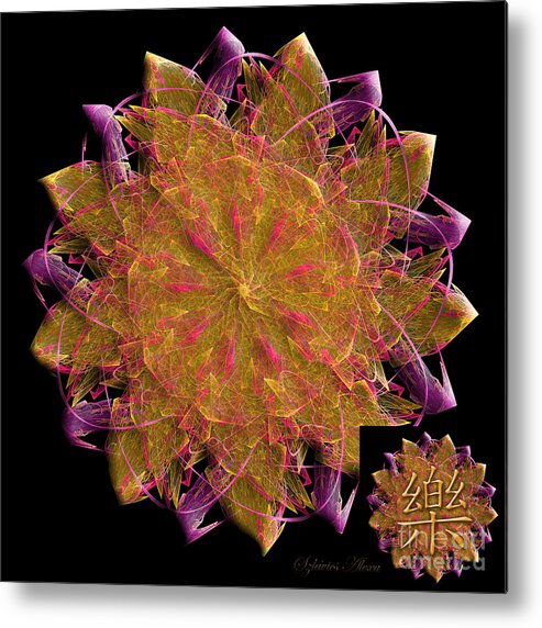 Mandala Metal Print featuring the digital art Happiness Fractal Energy Mandala by Alexa Szlavics