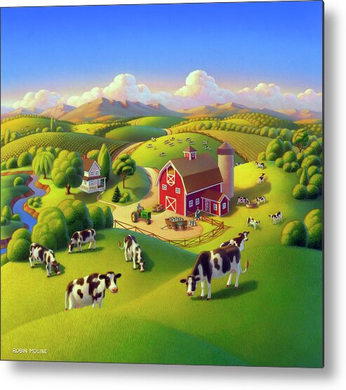 Farm Metal Print featuring the painting High Meadow Farm by Robin Moline