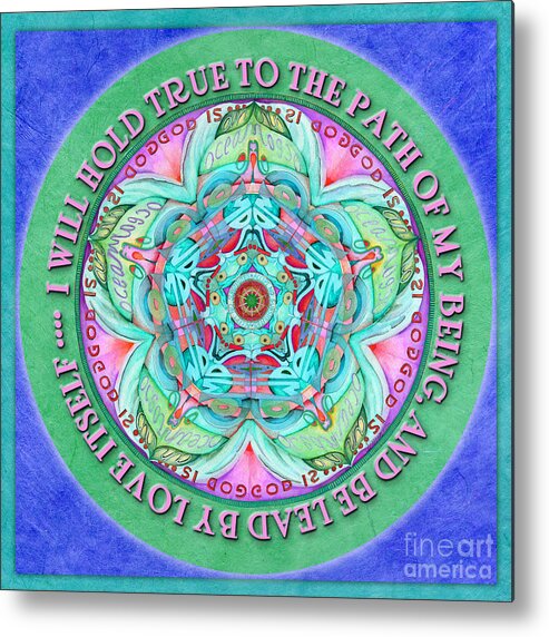 Mandala Metal Print featuring the painting Hold True Mandala Prayer by Jo Thomas Blaine