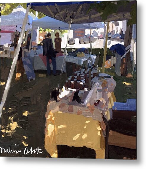  Metal Print featuring the painting Honey Tent at Farmer's Market by Melissa Abbott