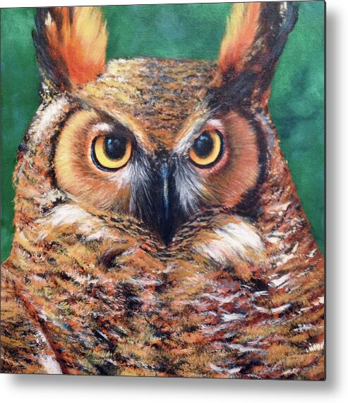 Owl Metal Print featuring the painting Horned Owl by Donna Tucker
