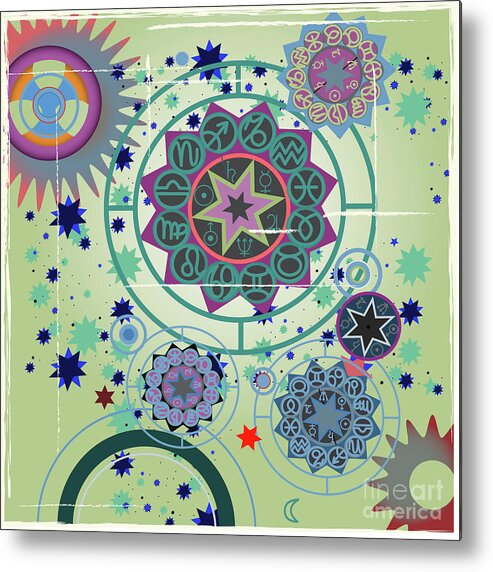 Stars Metal Print featuring the drawing Horoscope University by Ariadna De Raadt
