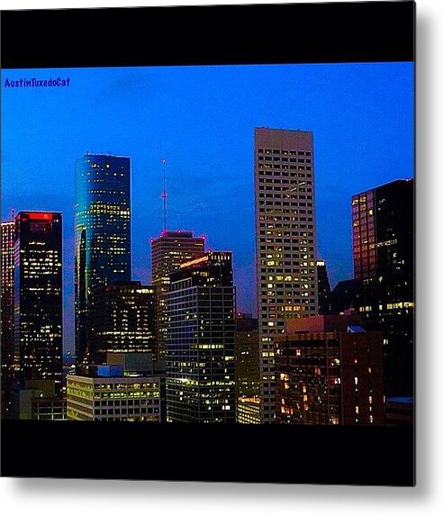 Houston Metal Print featuring the photograph #houston #skyline At #night. #lights by Austin Tuxedo Cat