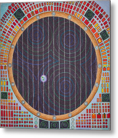 3d Metal Print featuring the painting Hundertwasser Shuttle Window by Jesse Jackson Brown