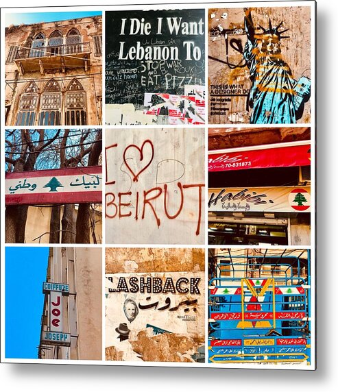 “beirut” Metal Print featuring the photograph I Love Beirut by Funkpix Photo Hunter