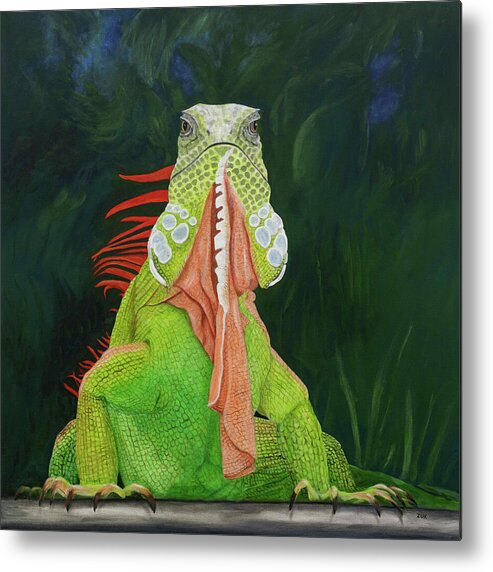 Karen Zuk Rosenblatt Art And Photography Metal Print featuring the painting Iguana Dude by Karen Zuk Rosenblatt
