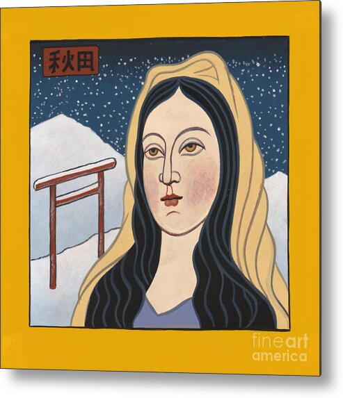 Image Of Our Lady Of Akita Metal Print featuring the painting Image of Our Lady of Akita - the Red Gate 198 by William Hart McNichols