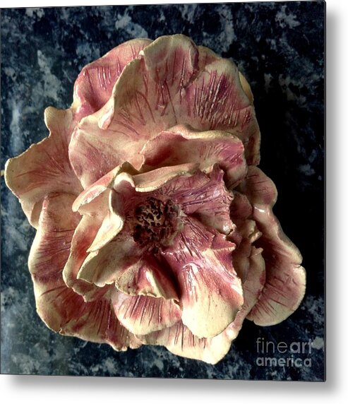 Small Rose Metal Print featuring the sculpture Impressionists Rose 3 by Joan-Violet Stretch